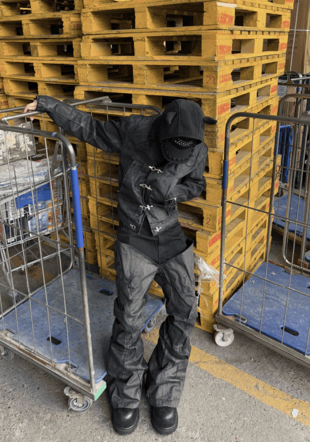 GOJOYJINNI丨Dark Metal Plane Buckle Waxed Jacket - PSYLOS 1, GOJOYJINNI丨Dark Metal Plane Buckle Waxed Jacket, Jacket, GOJOYJINNI, PSYLOS 1